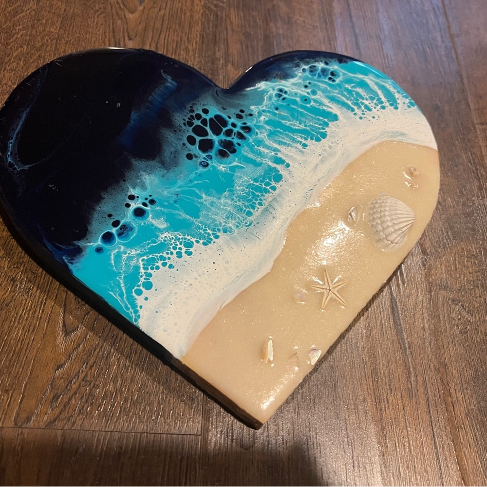 Ocean Heart Resin Art Decor